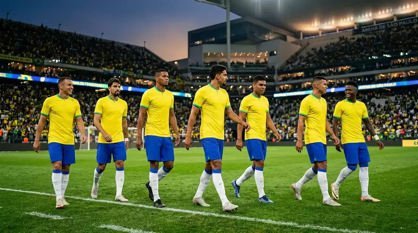 Brazílska futbalová reprezentácia Selecao na MS 2026 na futbalovom ihrisku