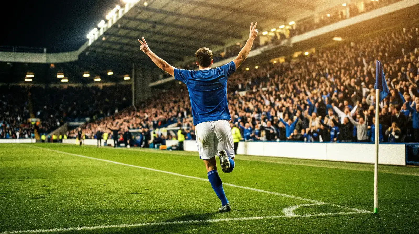 Futbalista oslavuje gól s rukami hore počas zápasu MS 2026